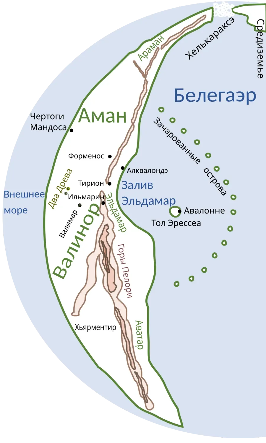 La carte Valinor