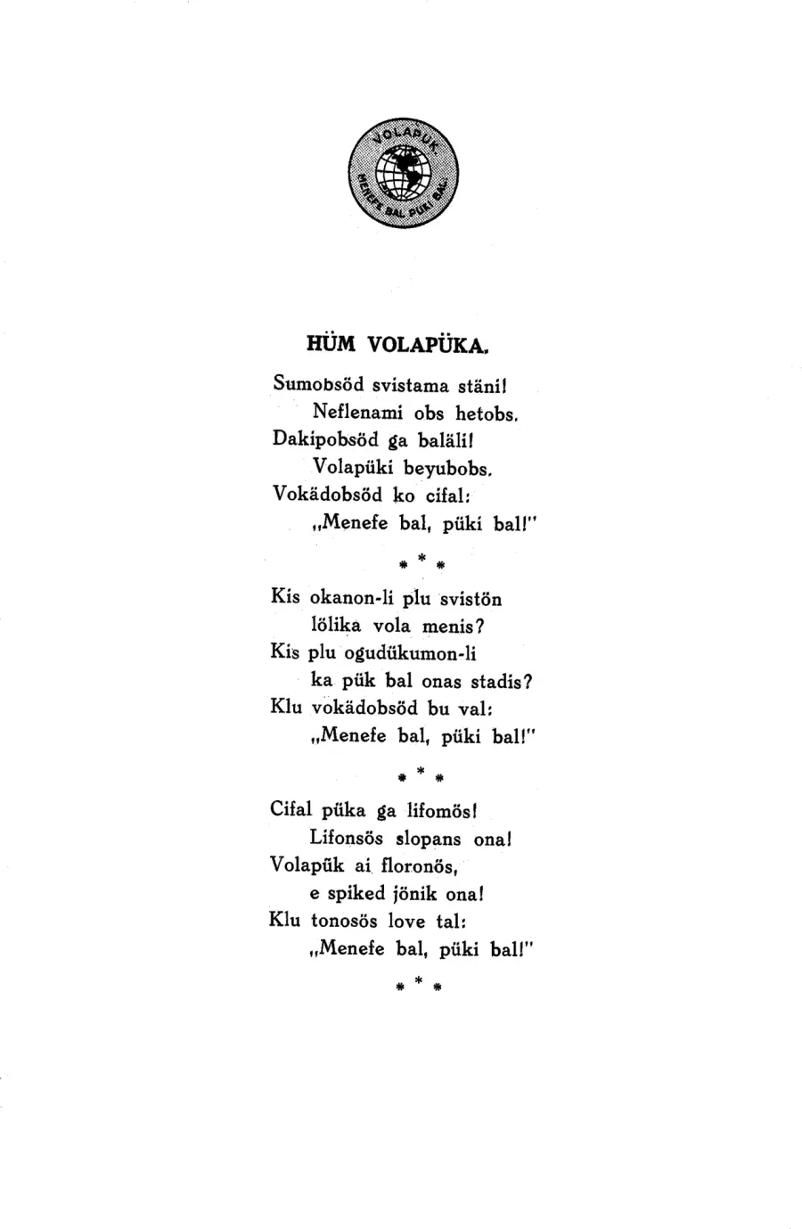 La carte Volapük