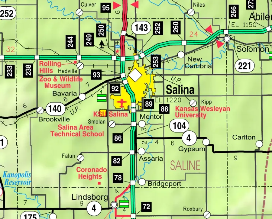 La carte Comté de Saline
