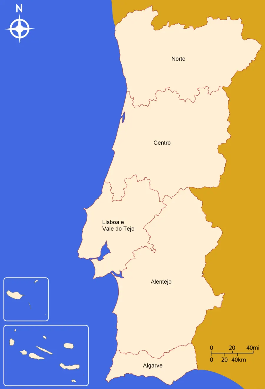 La carte Subdivisions du Portugal