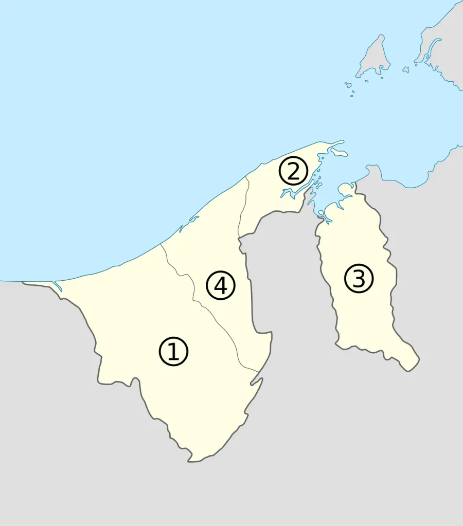 The Administrative divisions of Brunei card