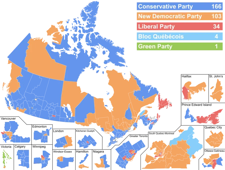 La carte Élections fédérales canadiennes de 2011