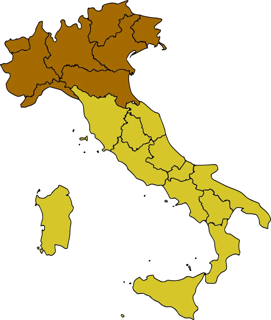 La carte Italie du Nord