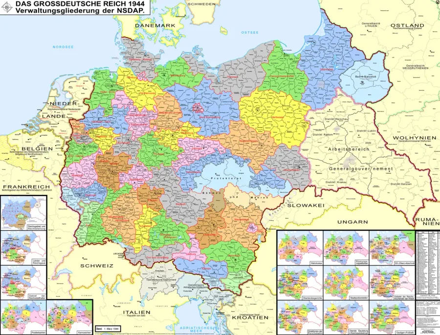 La carte Divisions administratives du Troisième Reich