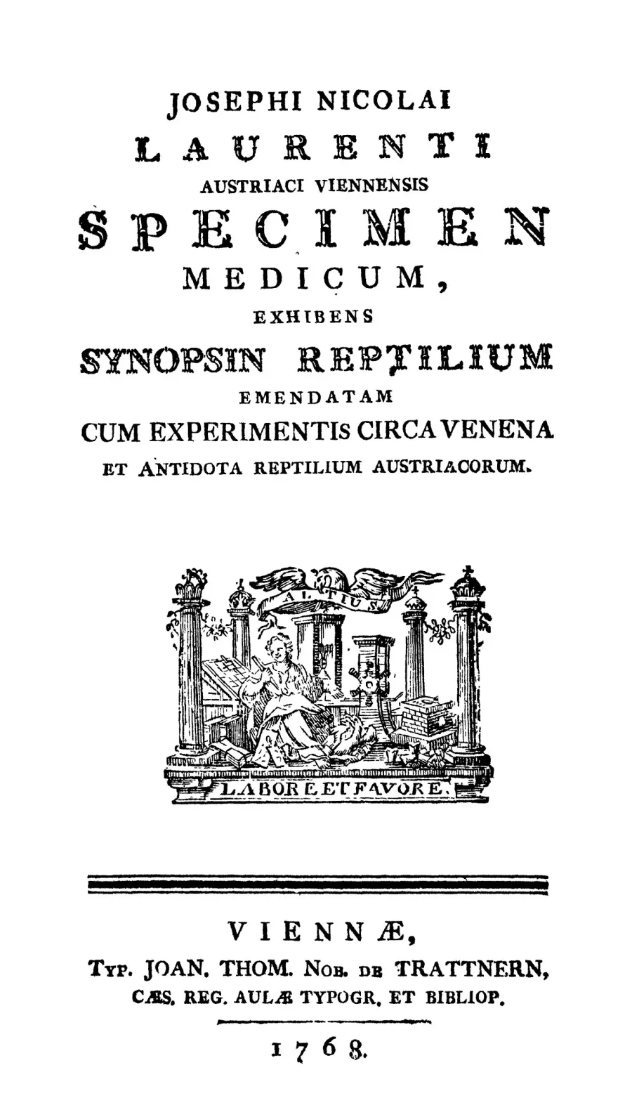 La carte Josephus Nicolaus Laurenti