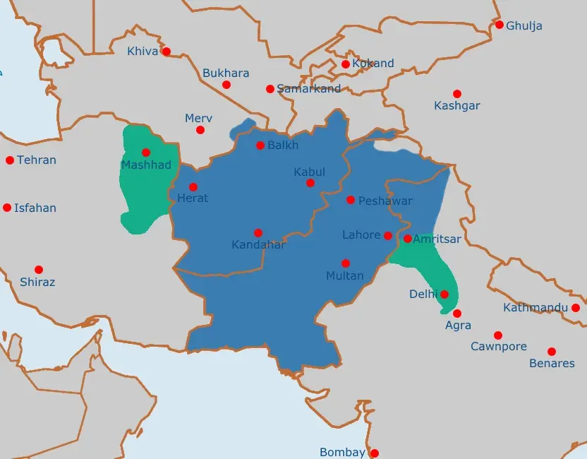 La carte Empire durrani