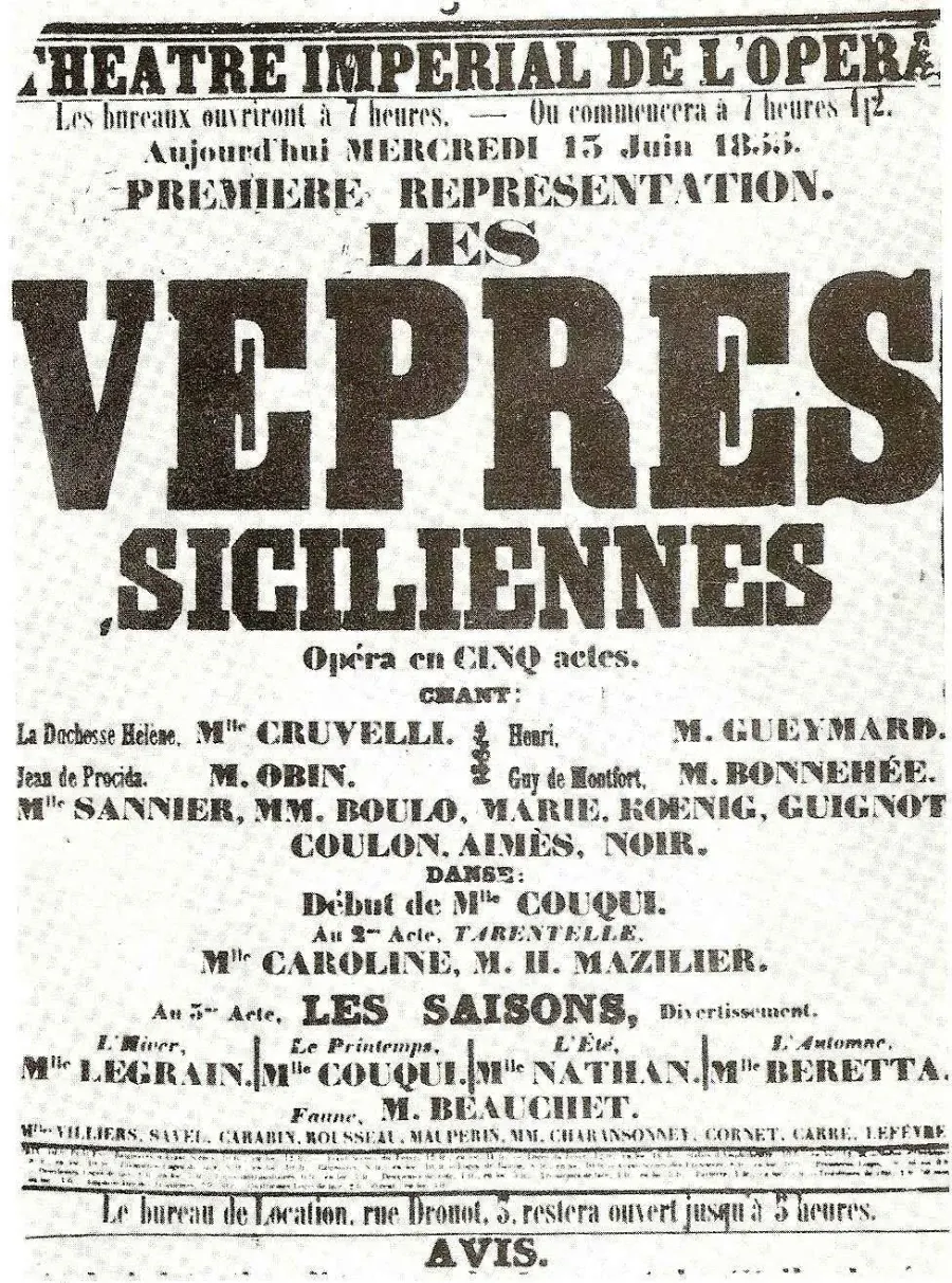 La carte Les Vêpres siciliennes