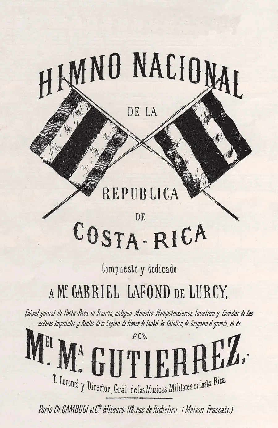 The National anthem of Costa Rica card