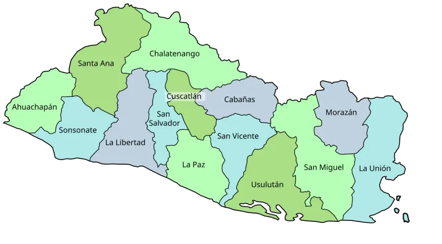 La carte Départements du Salvador