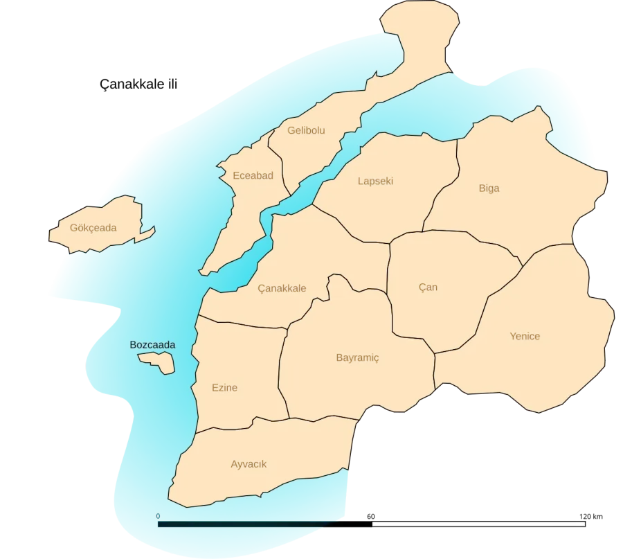 La carte Çanakkale