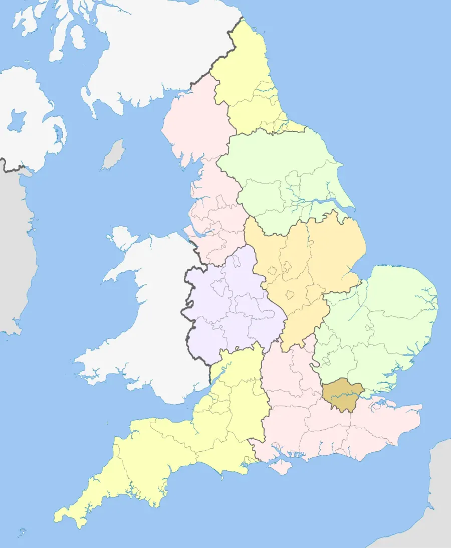 The Regions of England card