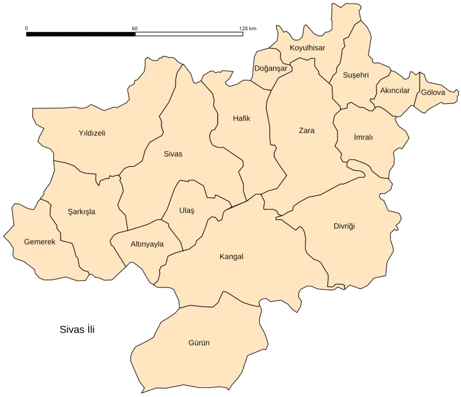 La carte Sivas