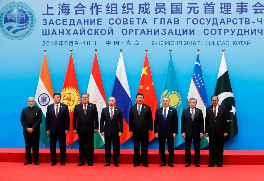 La carte Organisation de coopération de Shanghai