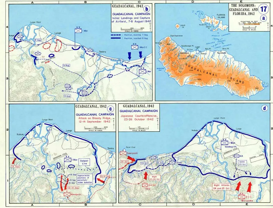 La carte Ordre de bataille de Guadalcanal