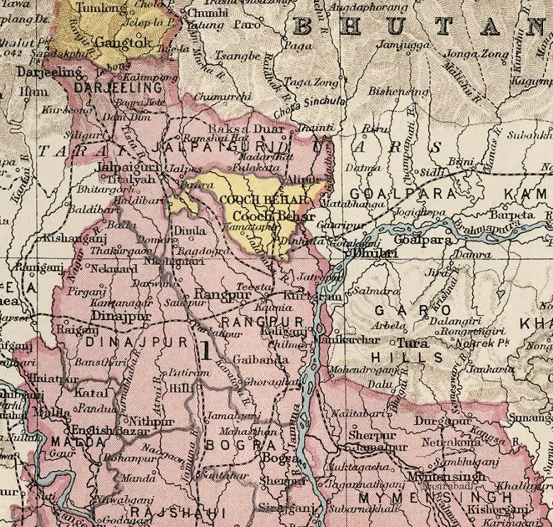 La carte Cooch Behar