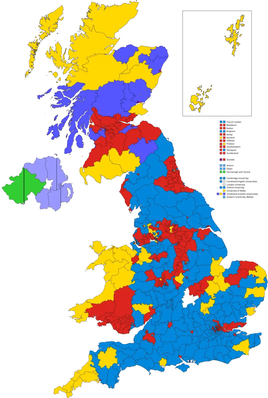La carte Élections générales britanniques de 1929
