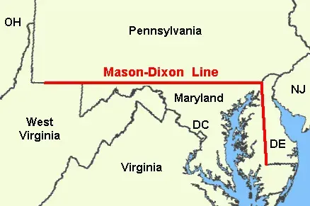 La carte Ligne Mason-Dixon