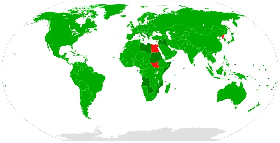 La carte Convention sur l'interdiction des armes chimiques