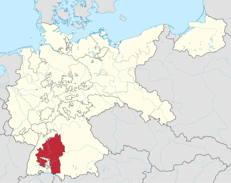 La carte État populaire libre de Wurtemberg