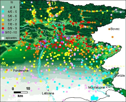La carte Séisme du 6 mai 1976 au Frioul
