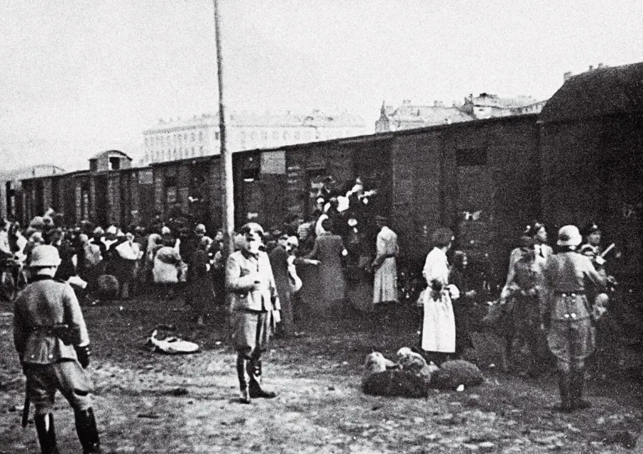 The Holocaust trains card