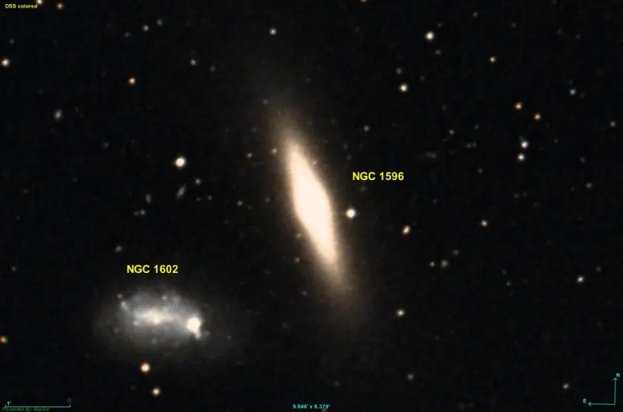 La carte NGC 1596