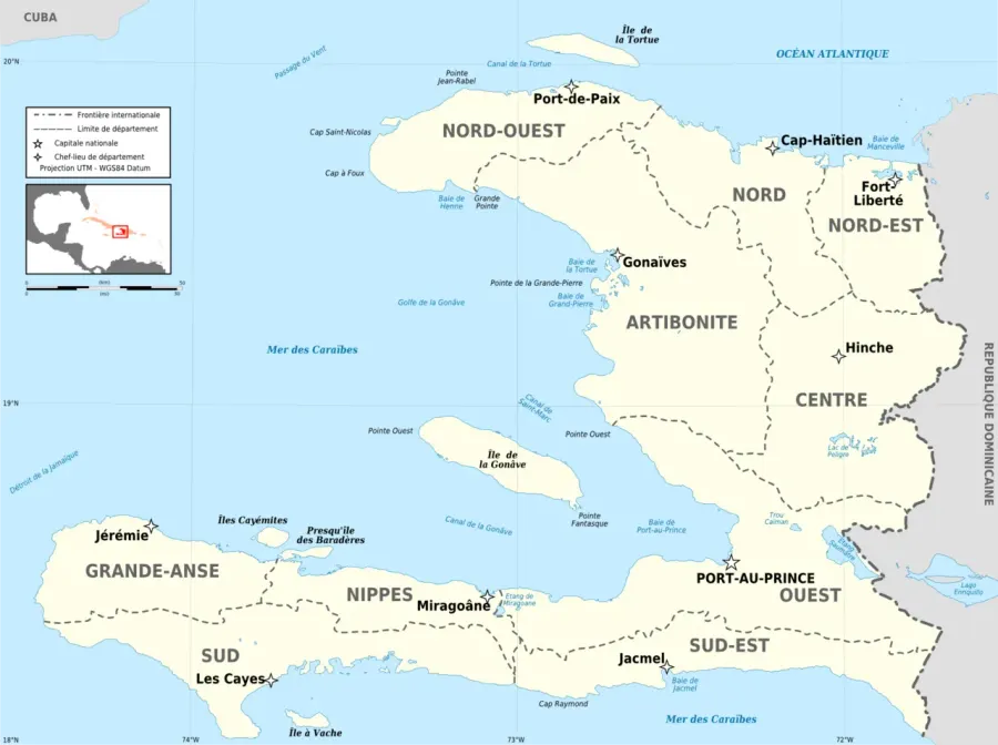 La carte Départements d'Haïti