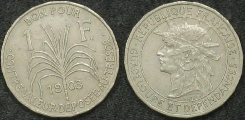 La carte Franc de la Guadeloupe