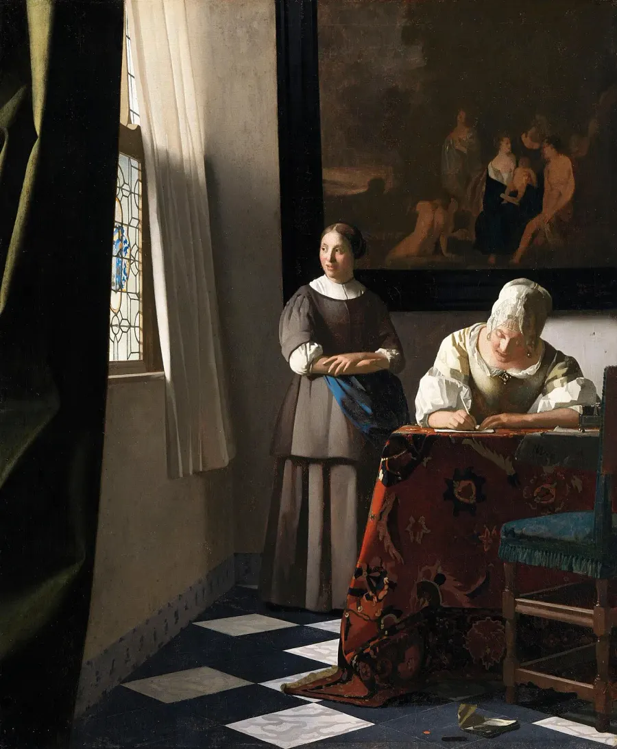 The Lady Writing a Letter with her Maid card