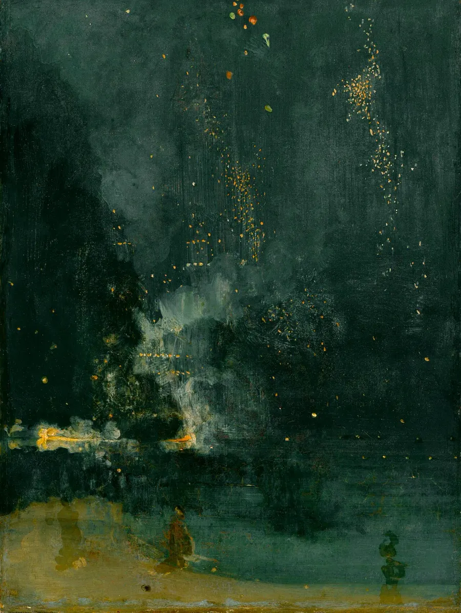 La carte Nocturne en noir et or : la fusée qui retombe