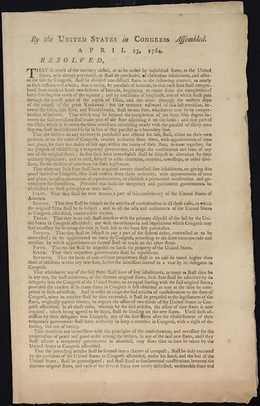 La carte Ordonnance de 1784
