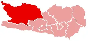 La carte District de Spittal an der Drau