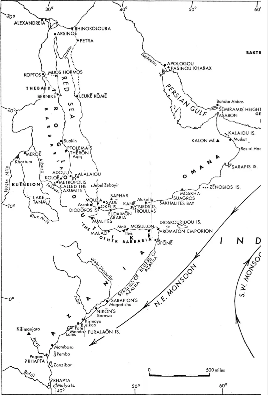 La carte Périple de la mer Érythrée