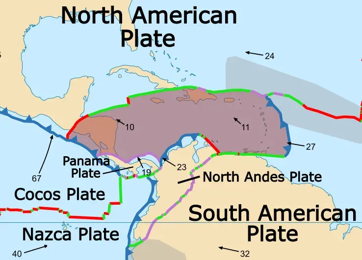 La carte Plaque caraïbe