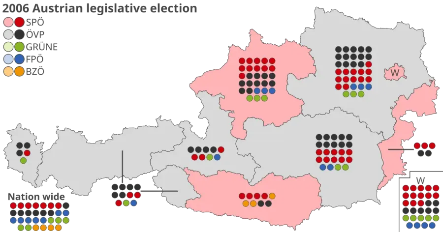 The 2006 Austrian legislative election card
