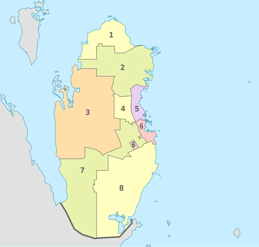 La carte Municipalités du Qatar