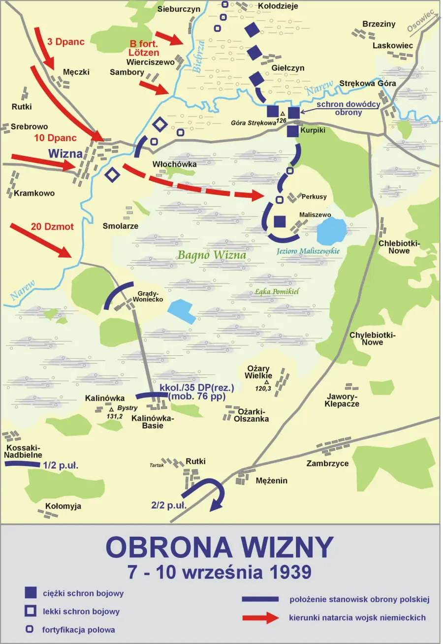 La carte Bataille de Wizna