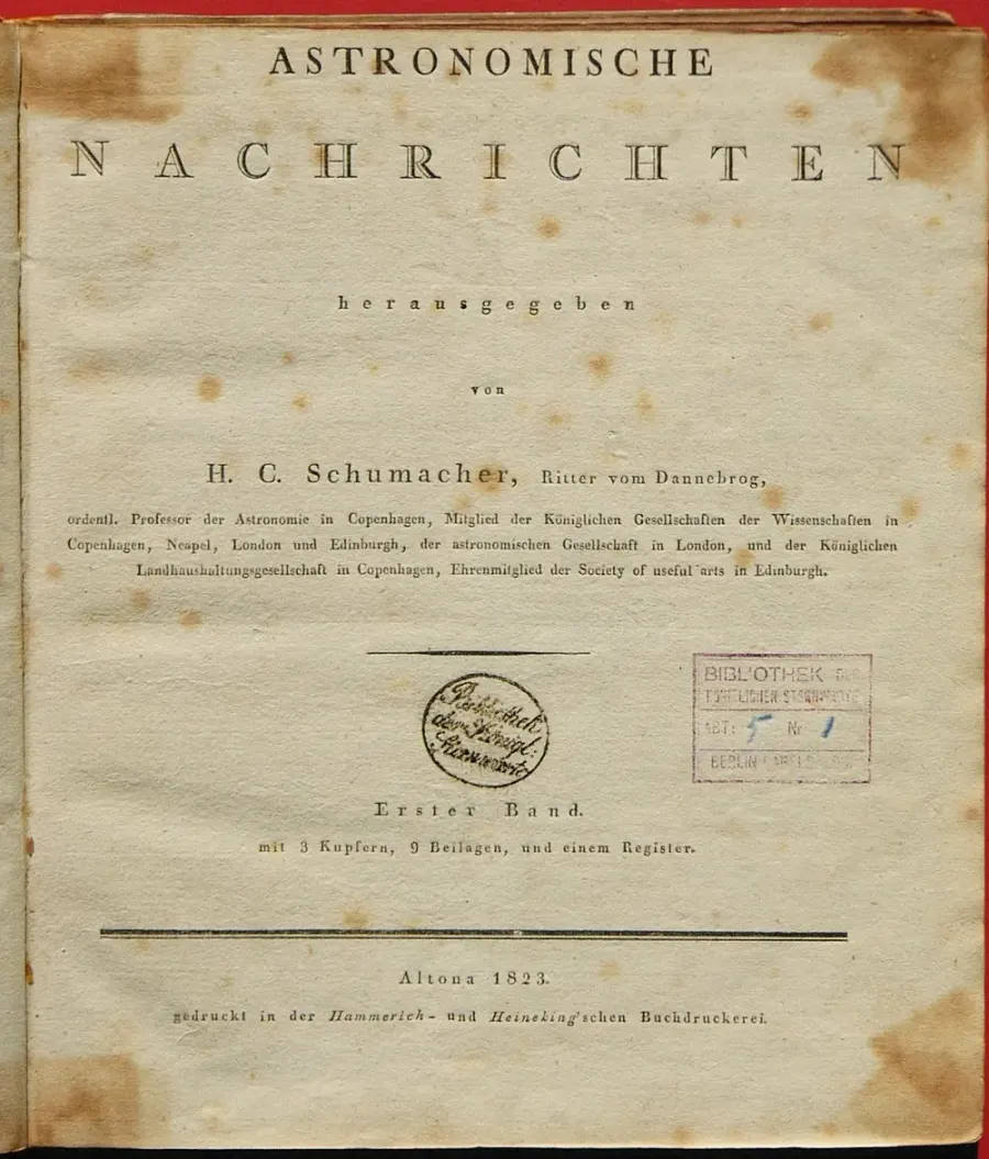 La carte Astronomische Nachrichten