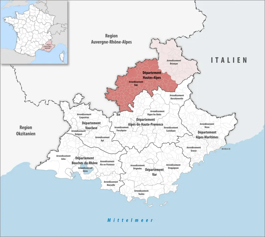 La carte Arrondissement de Gap