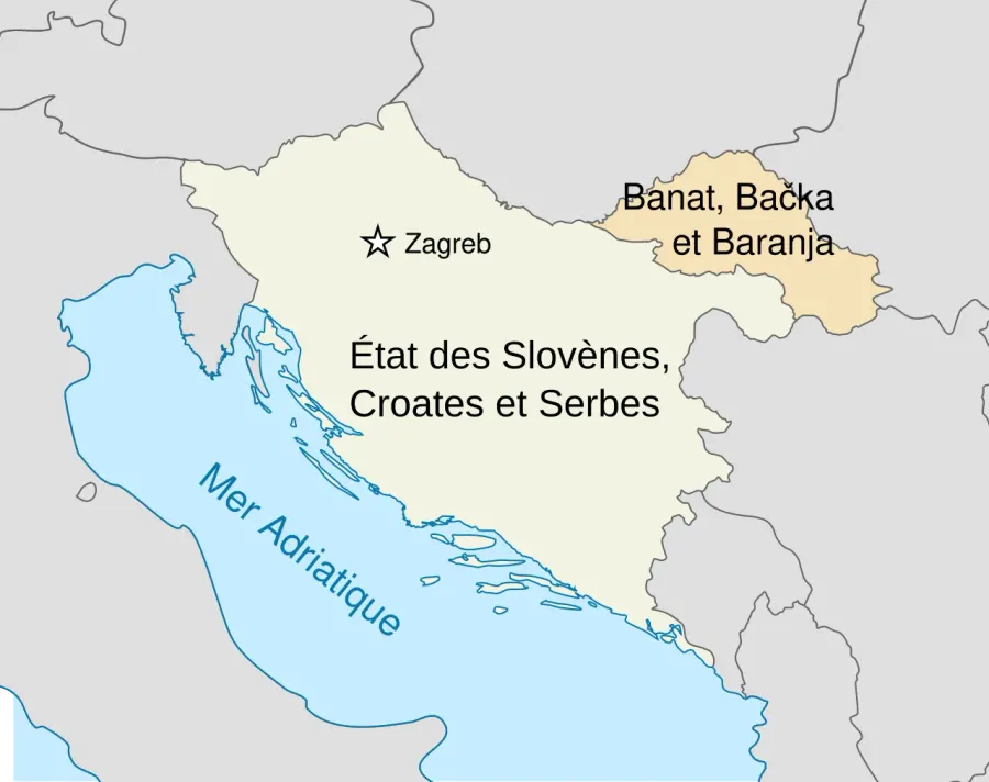 La carte État des Slovènes, Croates et Serbes