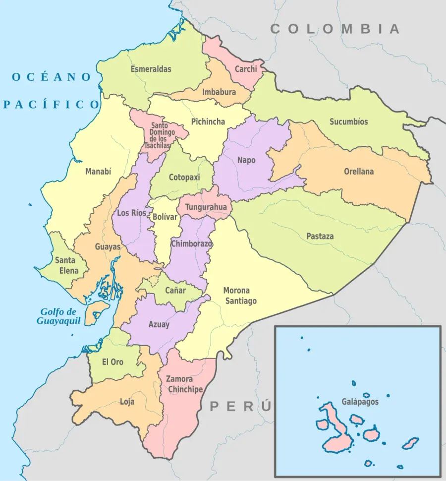 La carte Provinces de l'Équateur