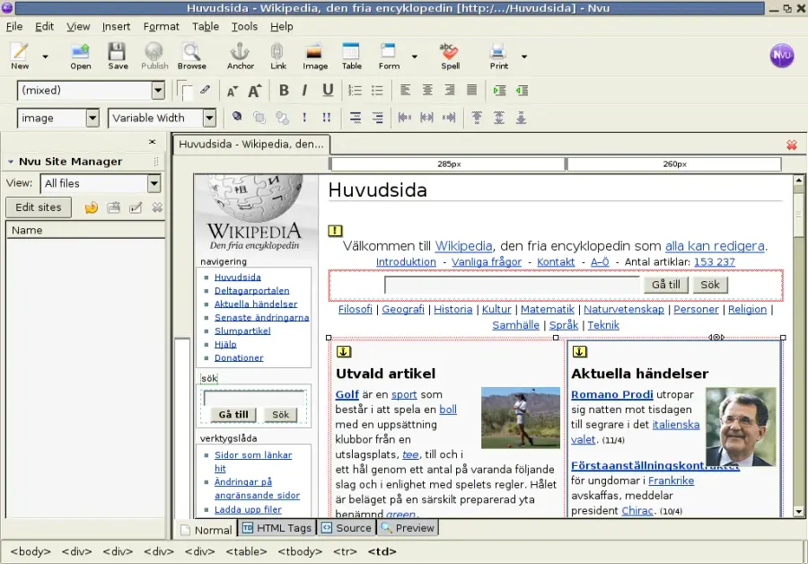 La carte Éditeur HTML