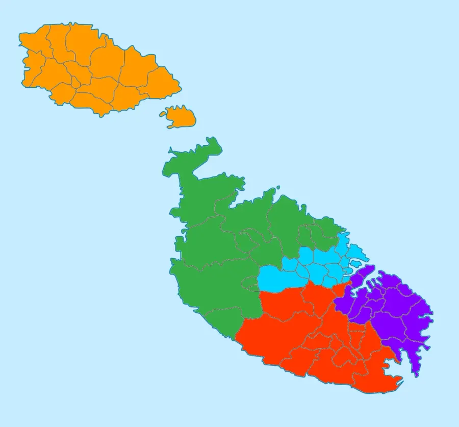 La carte Région maltaise
