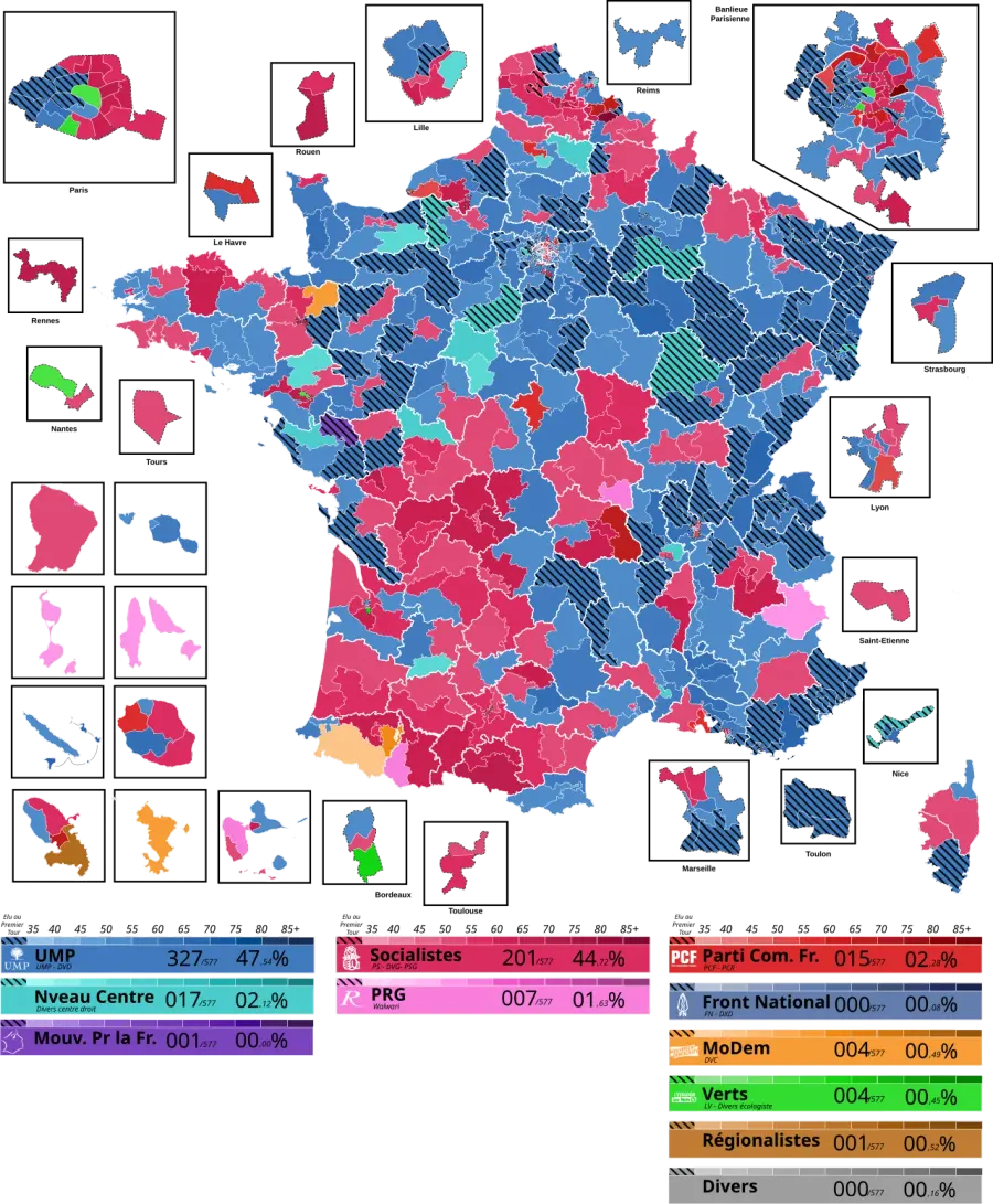 La carte Élections législatives françaises de 2007