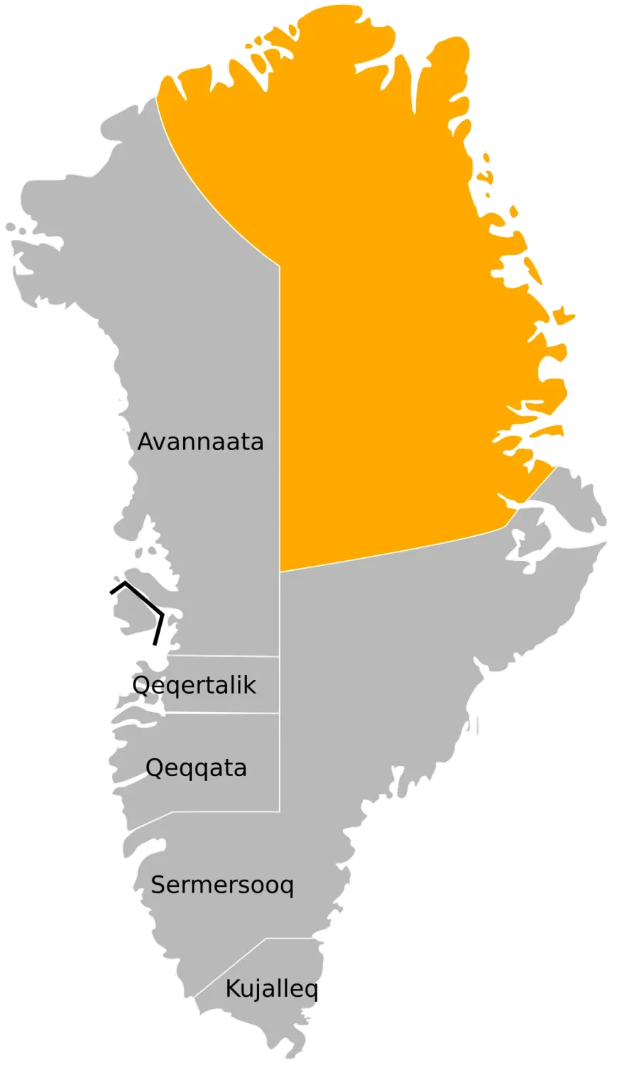 La carte Administration territoriale du Groenland