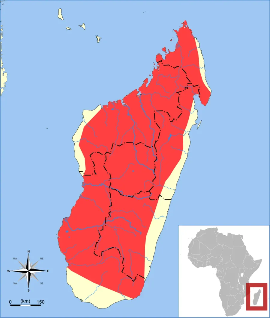 La carte Myotis goudoti