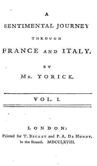 La carte Voyage sentimental à travers la France et l'Italie