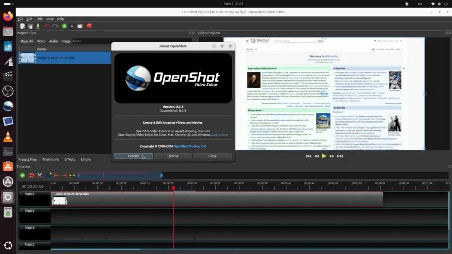 La carte OpenShot Video Editor