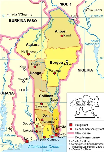 The Departments of Benin card