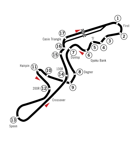 La carte Grand Prix automobile du Japon